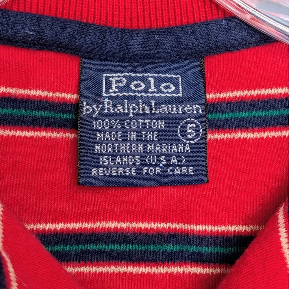 VTG Polo Ralph Lauren 80s USA Striped‎ Cotton Polo Shirt Boys Size 5